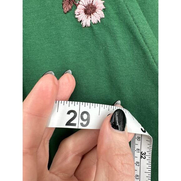 Asos Curve Dress Womens 18 Green Mini Tiered Floral Long Sleeve Embroidered Boho - Picture 7 of 7